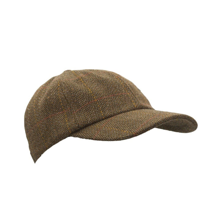 Tweed baseball cap, one size, brun m. rød stribe