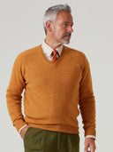 Streetly pullover, gazelle, v-hals classic fit, herre, lammeuld