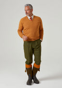 Streetly pullover, gazelle, v-hals classic fit, herre, lammeuld