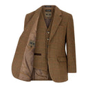 Windsor mens blazer, derby tweed, brun m rød stribe