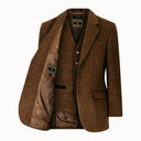 Alcott Formal Waistcoat, vest, Derby Tweed, brun med rød stribe