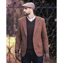 Windsor mens blazer, derby tweed, brun m rød stribe