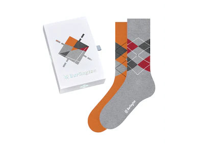 Burlington Basic Gift Box (2 par sokker), grå og orange