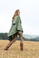 Tweed plaid Maria, grøn med læderkanter