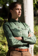 Skjorte Astrid, dame, twill, skovgrøn