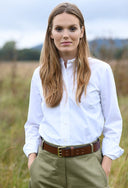 Skjorte med kinakrave, dame, hvid