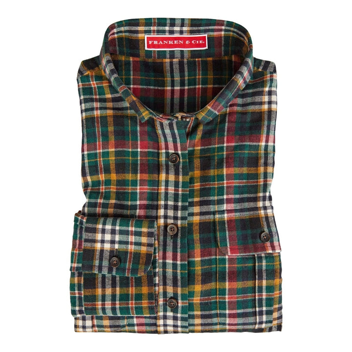 Marlene flannel skjorte bomuld/uld mix, multitern, dame