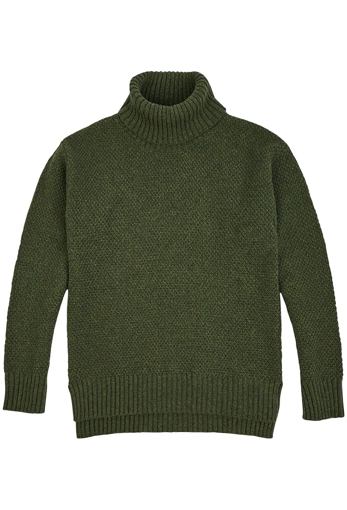 Franken & Cie Ladies Rollneck Sweater moss stitch, grøn, small