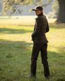 Musselburgh Ladies Tweed Field Coat jakke, brun m. bordeux tern