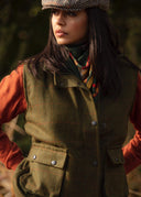 Bayston Ladies Gilet, vest, derby tweed, mørk grøn