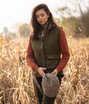 Bayston Ladies Gilet, vest, derby tweed, mørk grøn