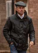 Hawthorn brun oilskinsjakke, modern fit, mørk brun