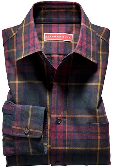 Skjorte Teis flannel, herre, rød/grøn/blå
