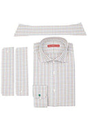 Skjorte Christian, flannel, tattersall mønster, kombimanchet + reservedele