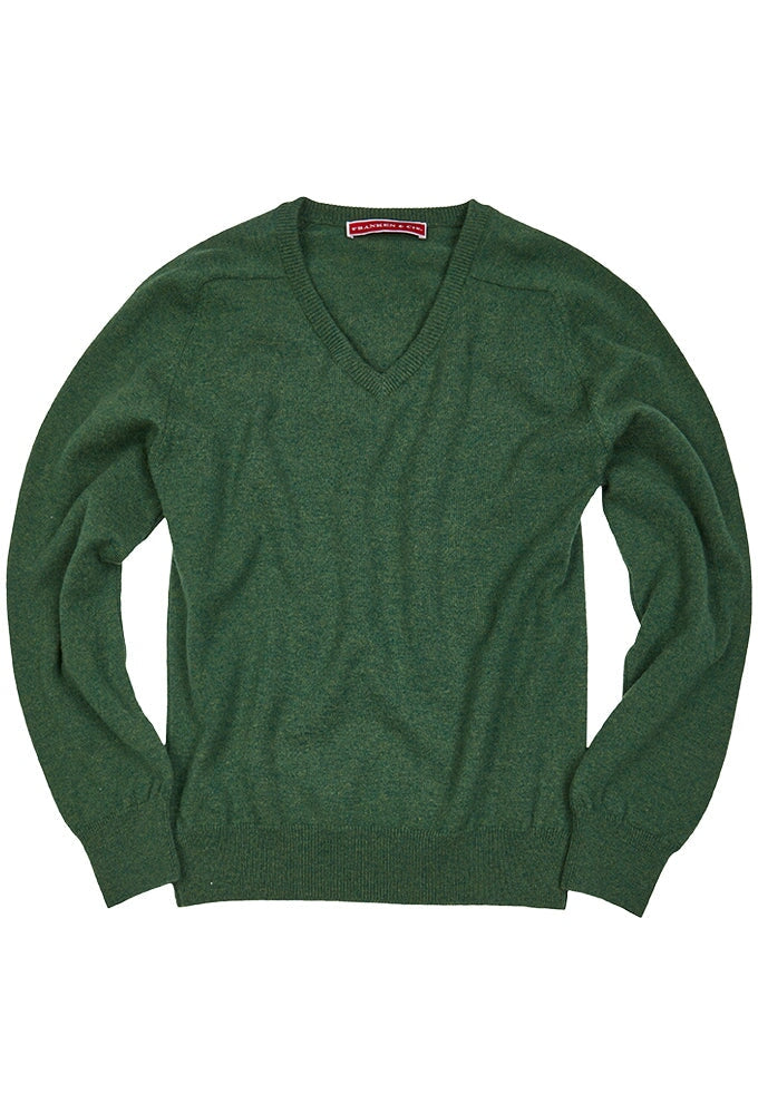 Franken & Cie Pullover V-hals, merinould, græsgrøn