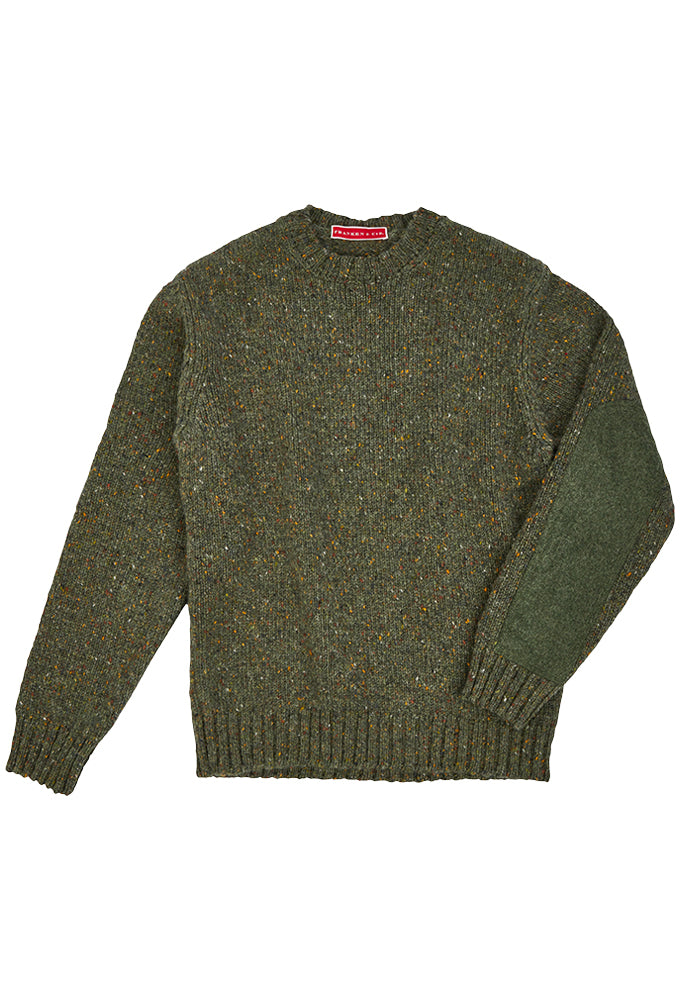 Franken & Cie Mens Kilcarra Pullover, olivengrøn donegal strik