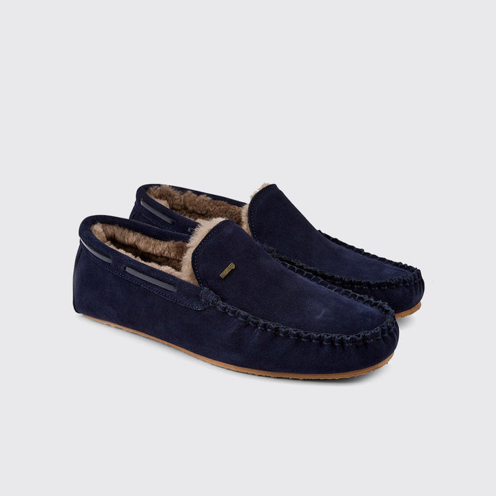 Ventry Moccasin Blue Slipper sutsko, ruskind, marineblå