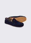 Ventry Moccasin Blue Slipper sutsko, ruskind, marineblå