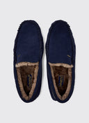 Ventry Moccasin Blue Slipper sutsko, ruskind, marineblå