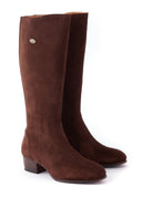 Downpatrick Ladies Knee-high støvle ruskind, Cigar mørkebrun
