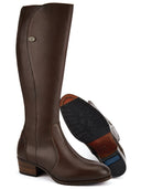 Downpatrick Ladies Knee-high læderstøvle, Old Rum brun