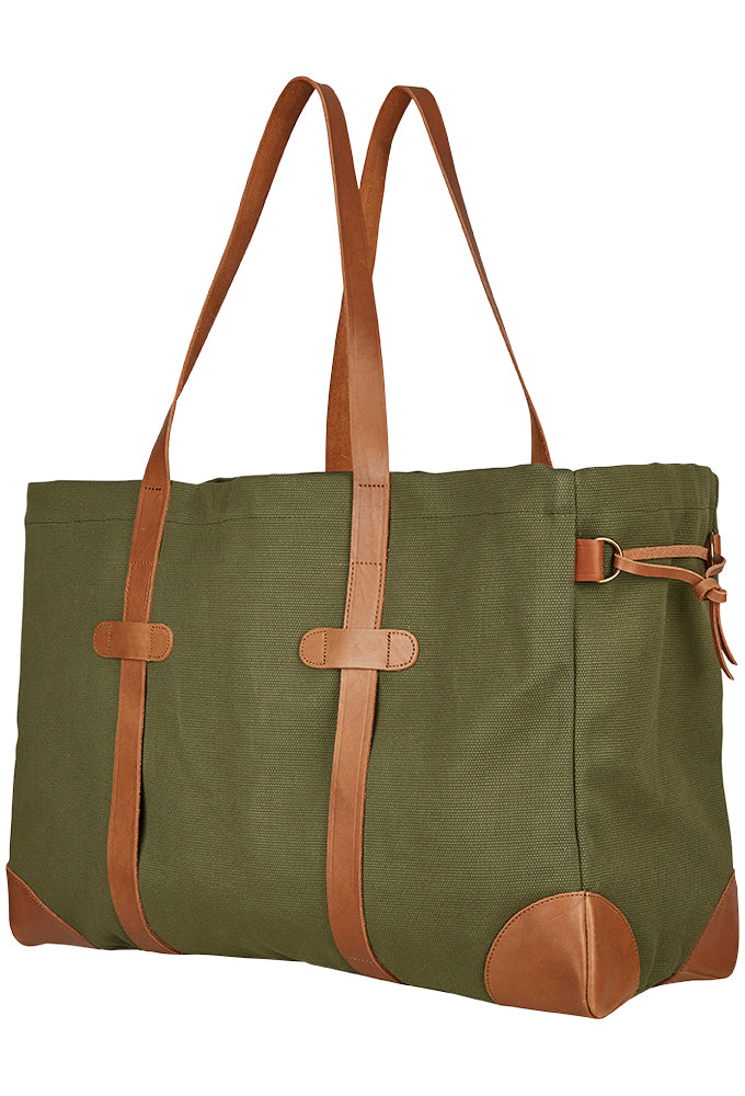 Shopper Bag XL grøn kanvas/læder