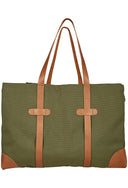 Shopper Bag XL grøn kanvas/læder