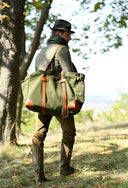 Shopper Bag XL grøn kanvas/læder