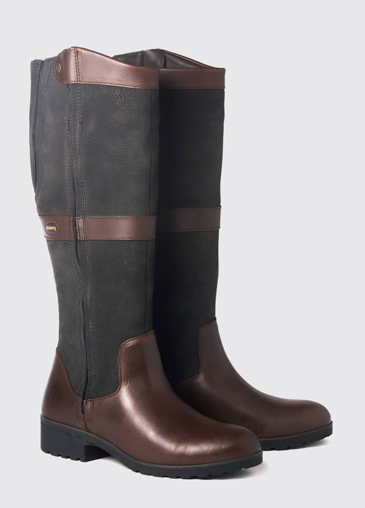 Sligo læderstøvle med lynlås, sort/brun