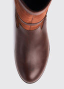 Sligo læderstøvle med lynlås, Walnut brun