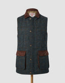 Chuck Gilet vest, blå multitern, Harris Tweed