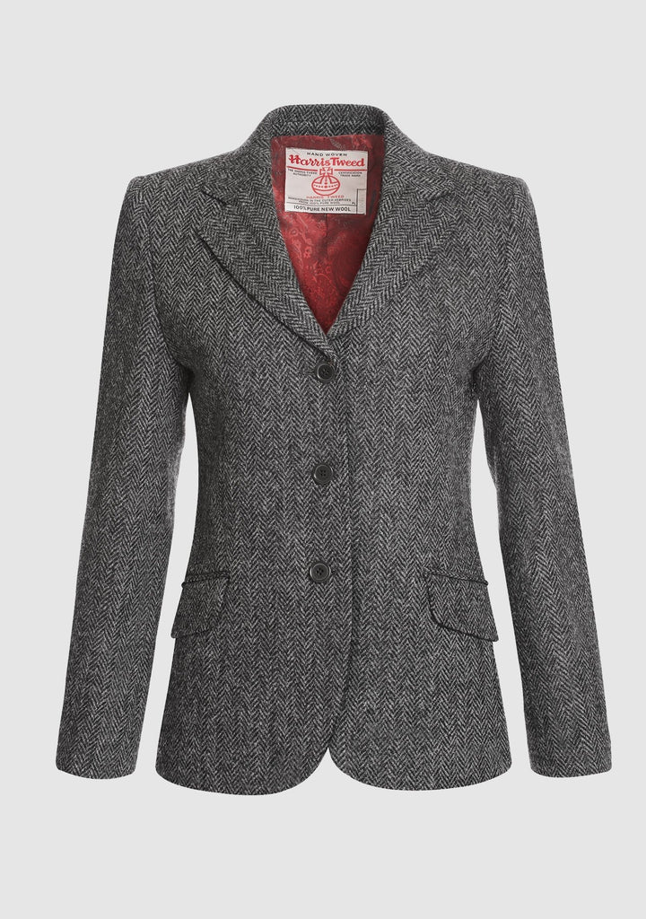 Claire Hacking Jacket Harris Tweed, koksgrå herringbone