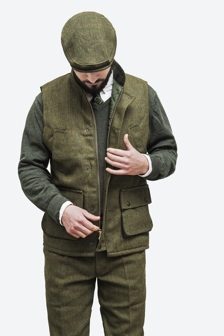 Barrington Tweed Country Waistcoat, vest, mørk grøn