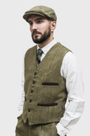 Alcott Formal Waistcoat, vest, derby tweed, lys salvie