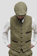 Alcott Formal Waistcoat, vest, derby tweed, lys salvie