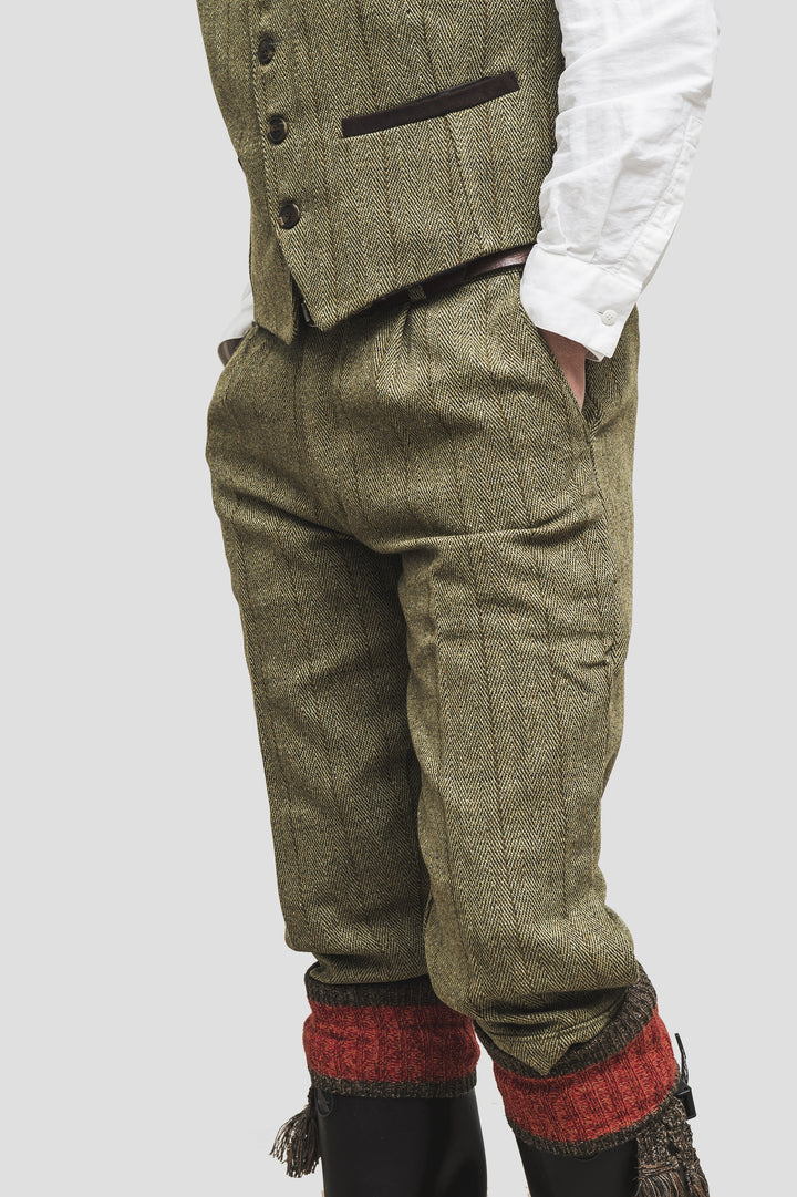 Tweed Breeks knæbukser (LANG udgave), lys salvie
