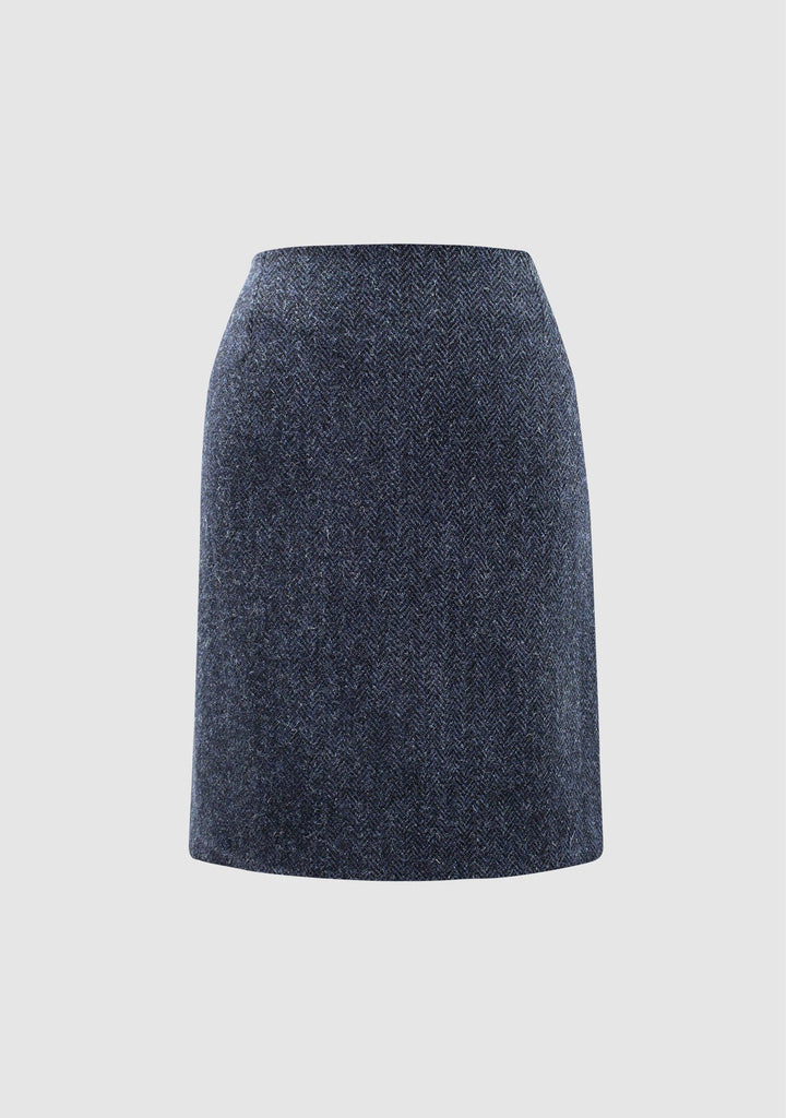 Effie Skirt nederdel Harris Tweed, marineblå herringbone