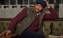 Chuck Gilet vest, blå multitern, Harris Tweed