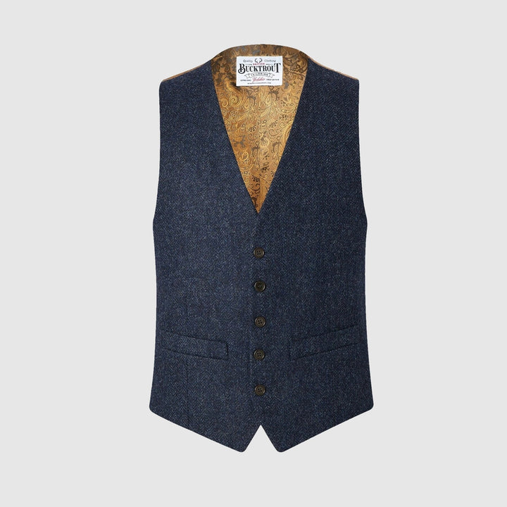 Iain vest, navy marineblå, Yorkshire Tweed