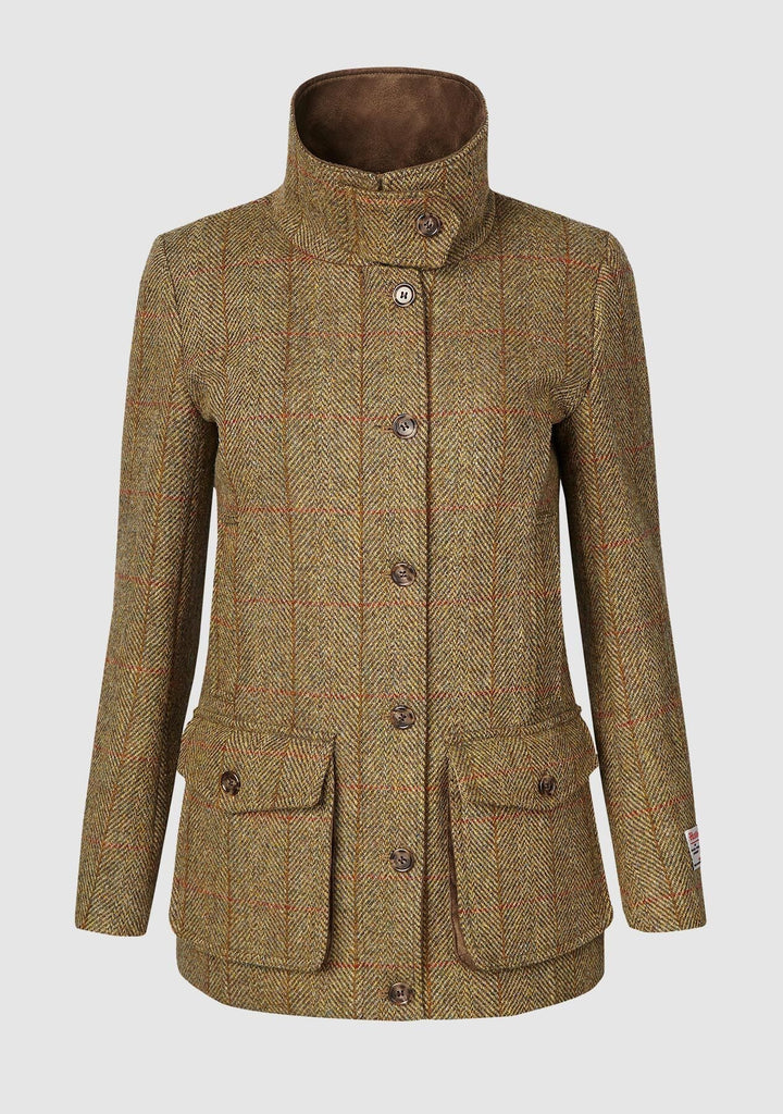 Juliet Ladies Field Coat Harris Tweed, mustard herringbone