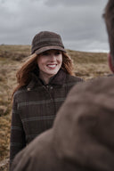Musselburgh Ladies Tweed Field Coat jakke, brun m. bordeux tern