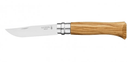 Opinel N'08 foldekniv, bøgetræ, rustfri stål m. læderskede