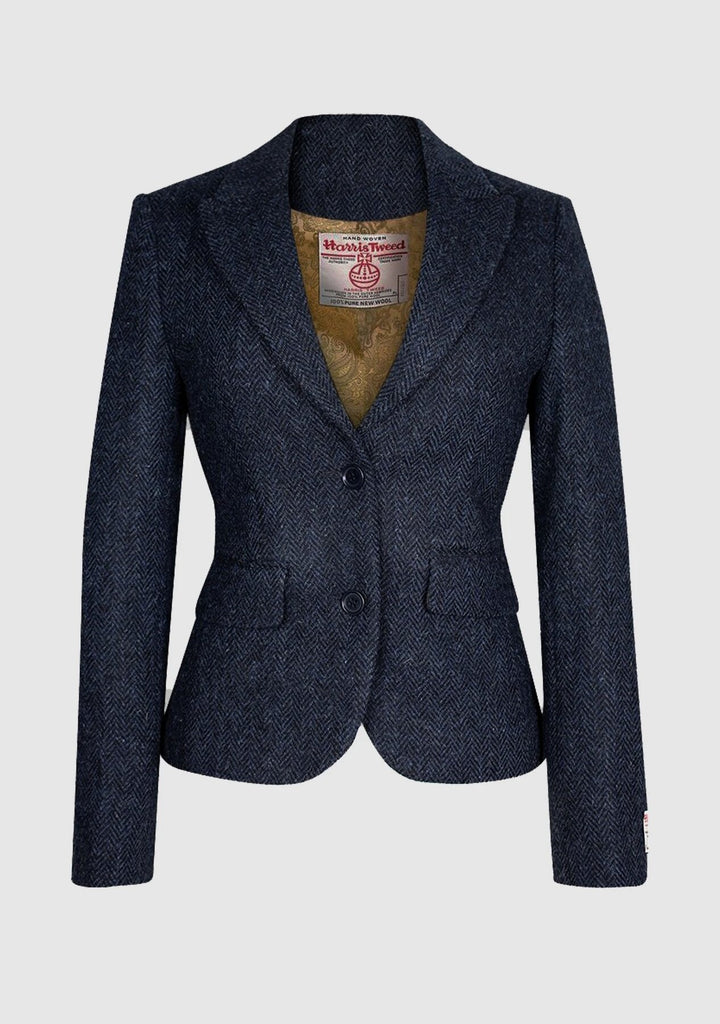 Tammy Short Jacket Harris Tweed, marineblå herringbone