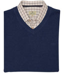 Stirling pullover, bomuld, v-hals, mørkeblå, small