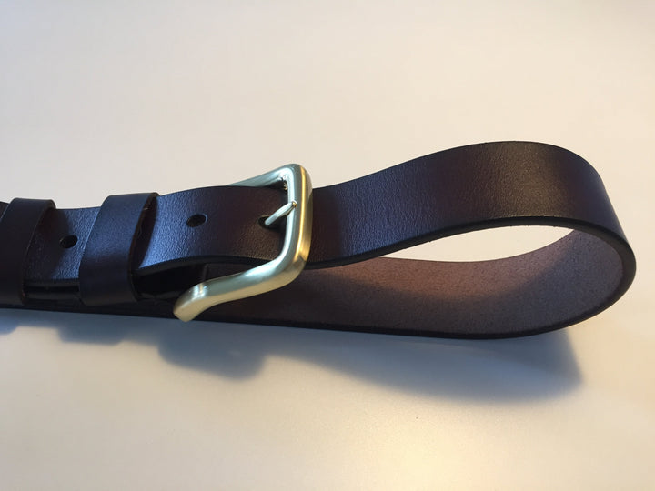 Læderbælte, 37 mm bredt, mørkebrun
