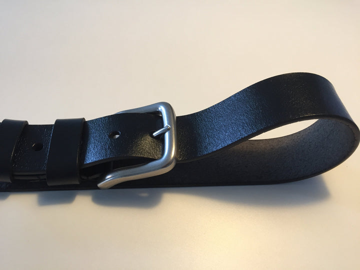 Læderbælte, 37 mm bredt, sort