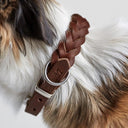 Central Park halsbånd flettet læder, Saddle Brown Silver
