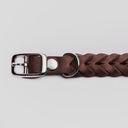 Central Park halsbånd flettet læder, Saddle Brown Silver