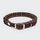 Central Park halsbånd flettet læder, Saddle Brown Silver
