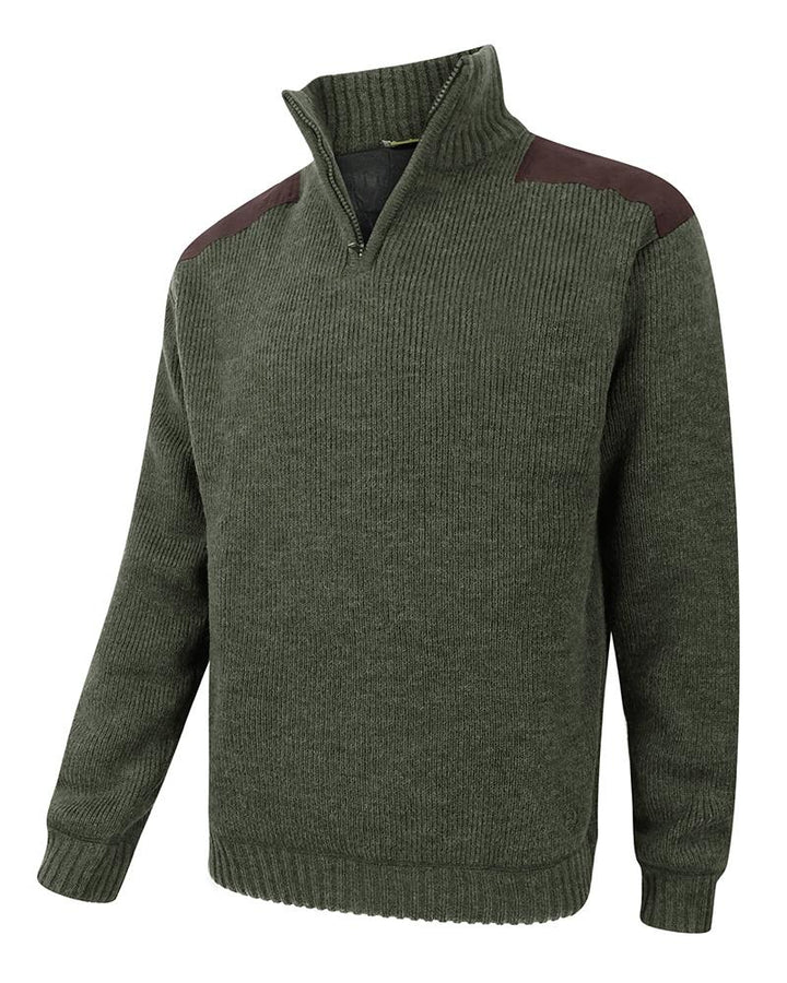Hebrides Zip Neck vindtæt pullover, oliven